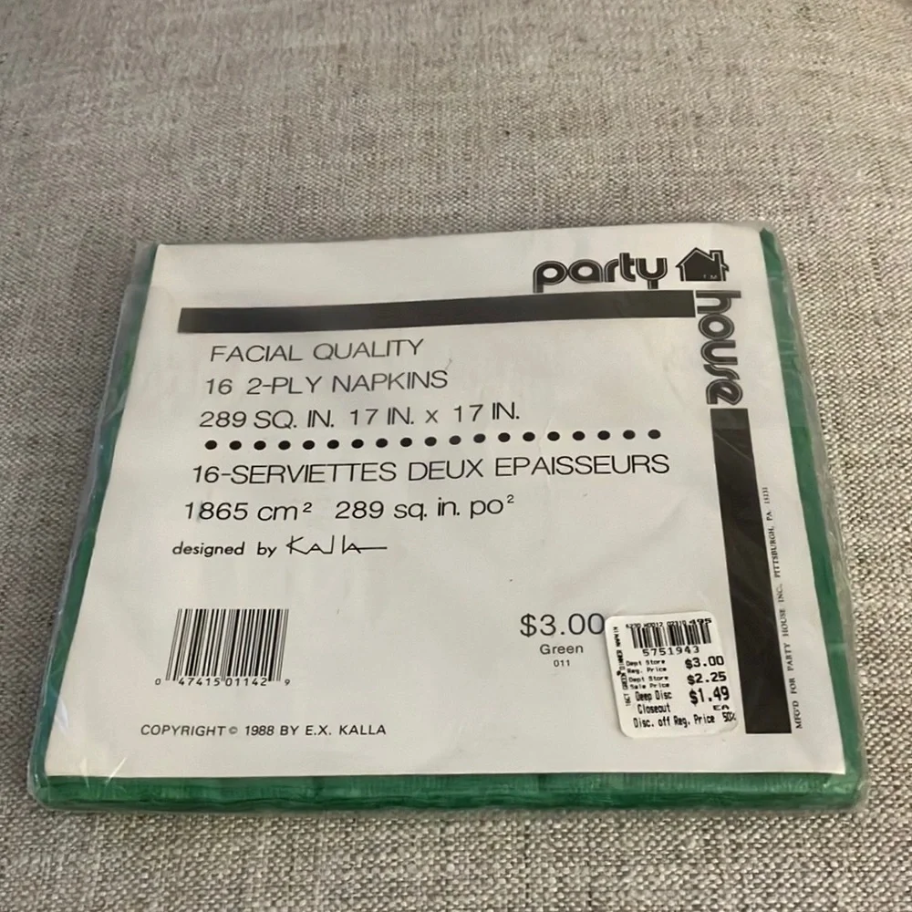 New Package of Green Paper Napkins